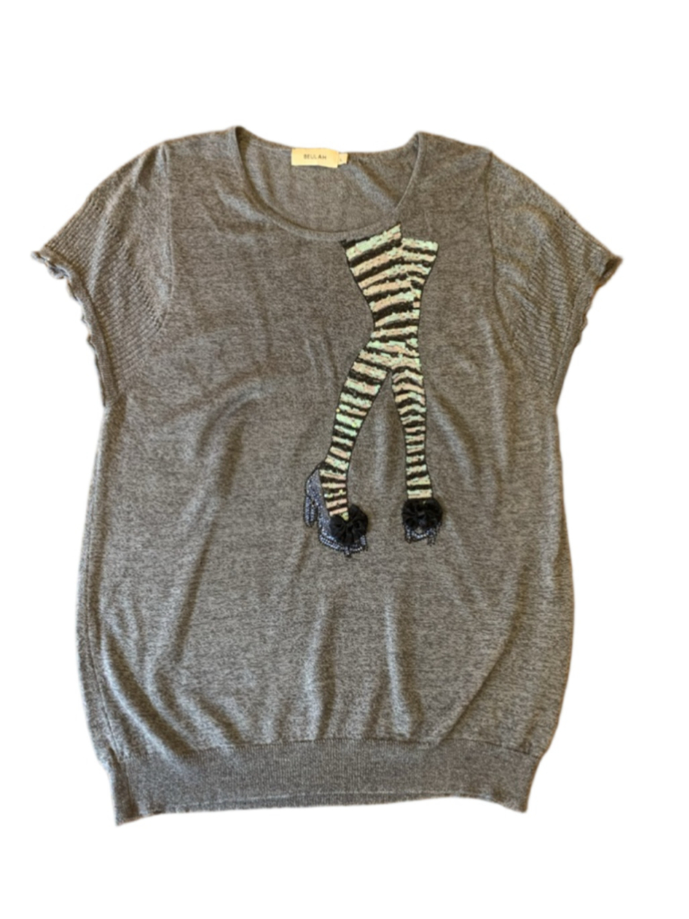 Beulah Top Large grey with Sequin and Rhinestone Design